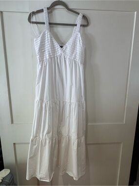 Steve Madden White Tiered V-Neck Maxi Slip Dress